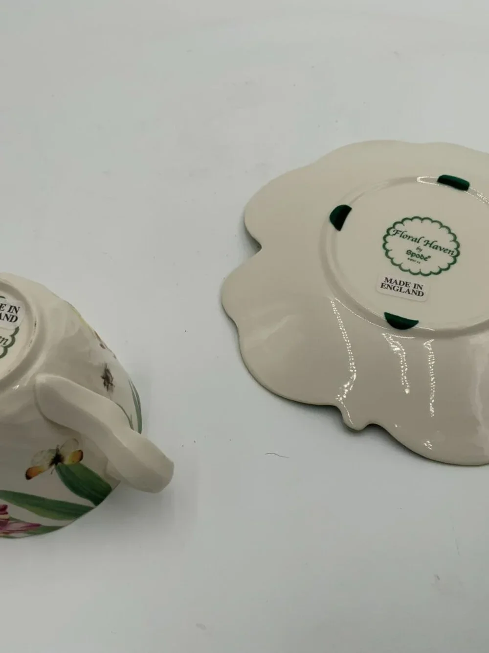 Spode Floral Haven Leaf Shape Flowers and Butterflies 7